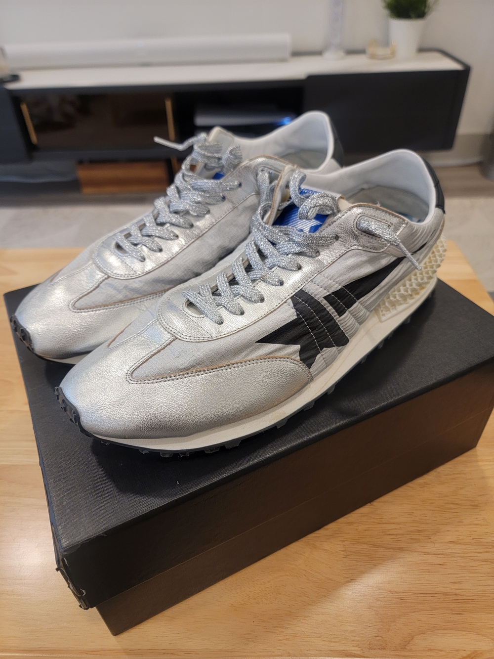 Golden Goose Marathon Sneaker — EU 47 / US 14 | Silver & Black